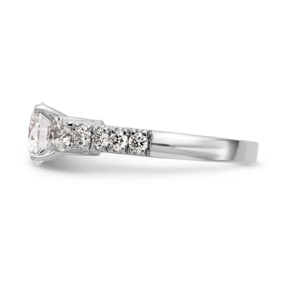 14K White Gold 3 Stone Diamond Peg Set CZ Engagement Ring