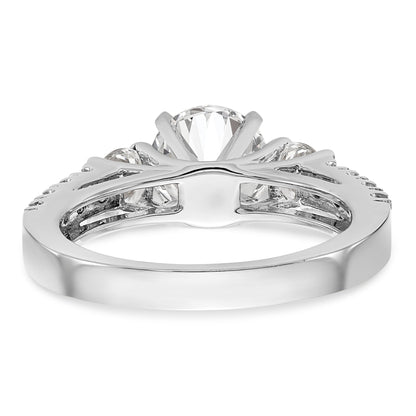 14K White Gold 3 Stone Diamond Peg Set CZ Engagement Ring