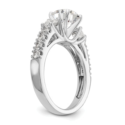 14K White Gold 3 Stone Diamond Peg Set CZ Engagement Ring