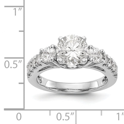 14K White Gold 3 Stone Diamond Peg Set CZ Engagement Ring