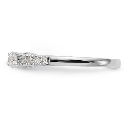 14K White Gold 3 Stone Diamond Peg Set CZ Engagement Ring