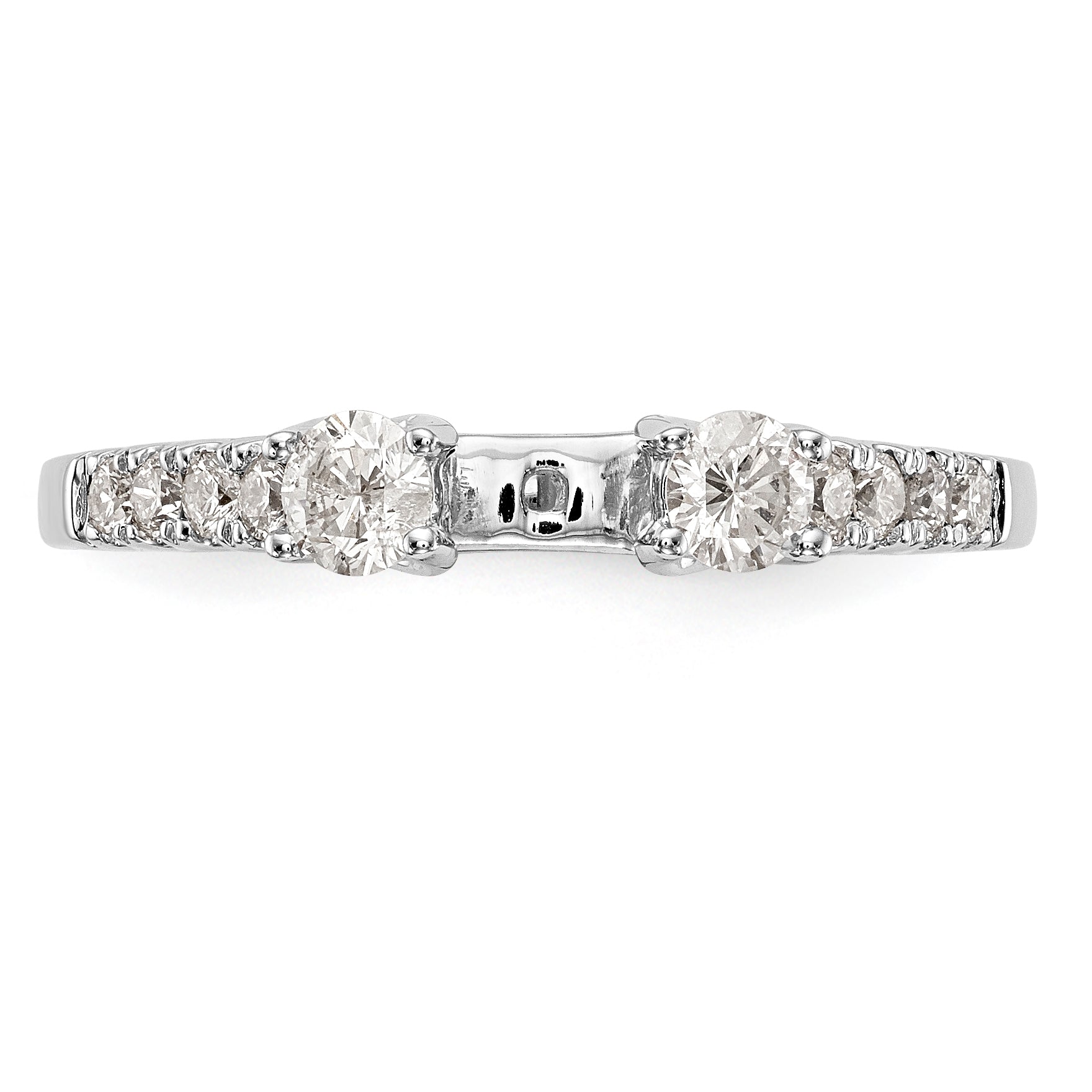 14K White Gold 3 Stone Diamond Peg Set CZ Engagement Ring