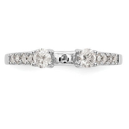 14K White Gold 3 Stone Diamond Peg Set CZ Engagement Ring
