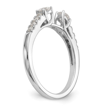 14K White Gold 3 Stone Diamond Peg Set CZ Engagement Ring