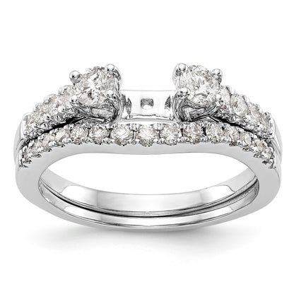 14K White Gold 3 Stone Diamond Peg Set CZ Engagement Ring