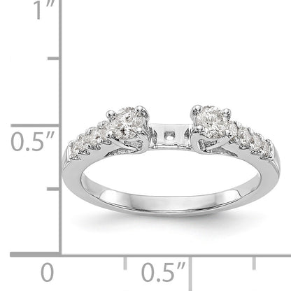 14K White Gold 3 Stone Diamond Peg Set CZ Engagement Ring