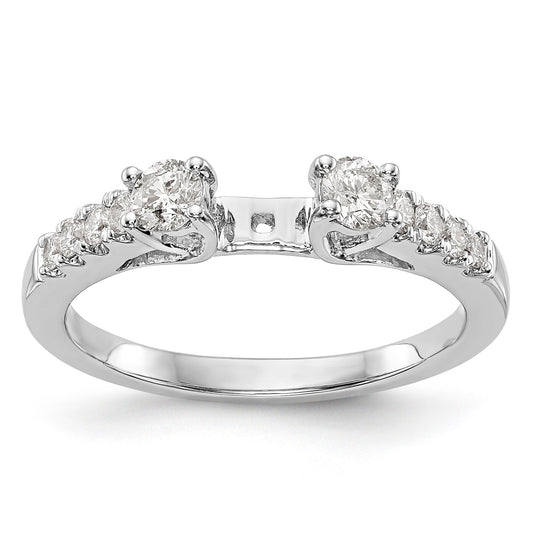 14K White Gold 3 Stone Diamond Peg Set CZ Engagement Ring