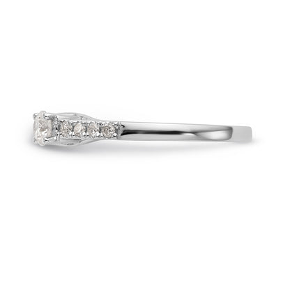 14K White Gold 3 Stone Diamond Peg Set CZ Engagement Ring