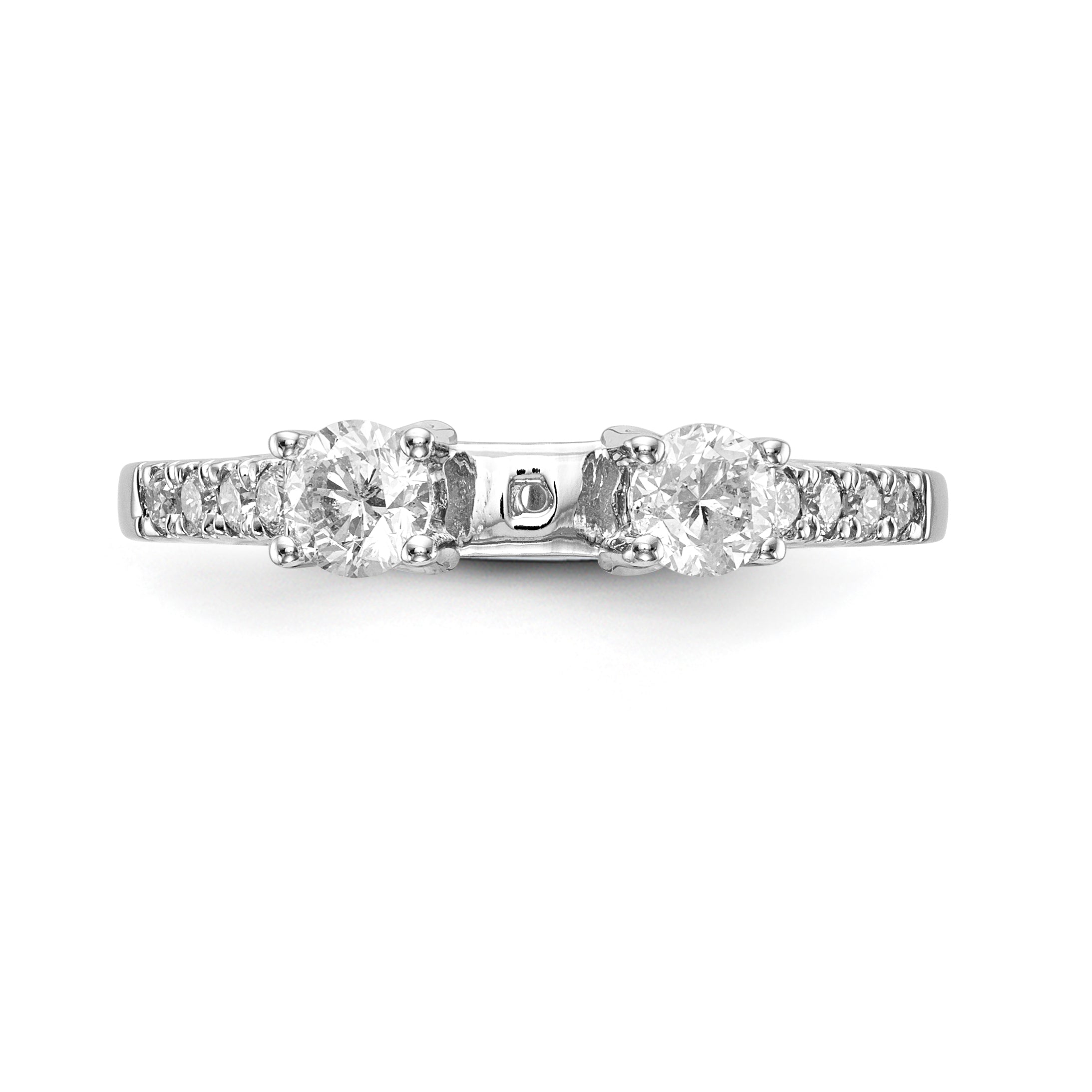 14K White Gold 3 Stone Diamond Peg Set CZ Engagement Ring