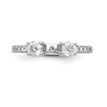 14K White Gold 3 Stone Diamond Peg Set CZ Engagement Ring