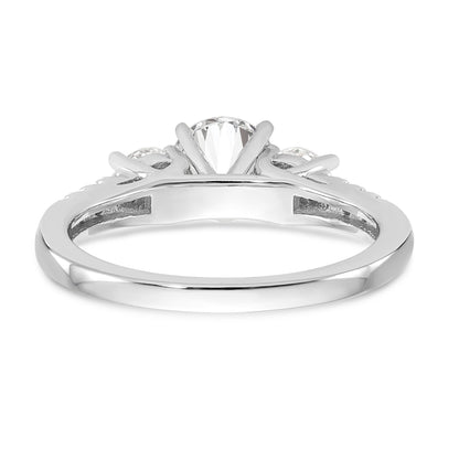 14K White Gold 3 Stone Diamond Peg Set CZ Engagement Ring