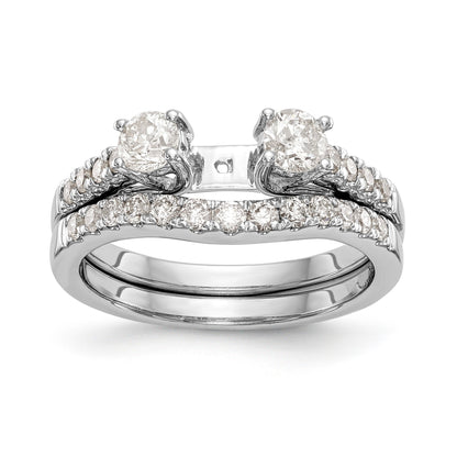 14K White Gold 3 Stone Diamond Peg Set CZ Engagement Ring