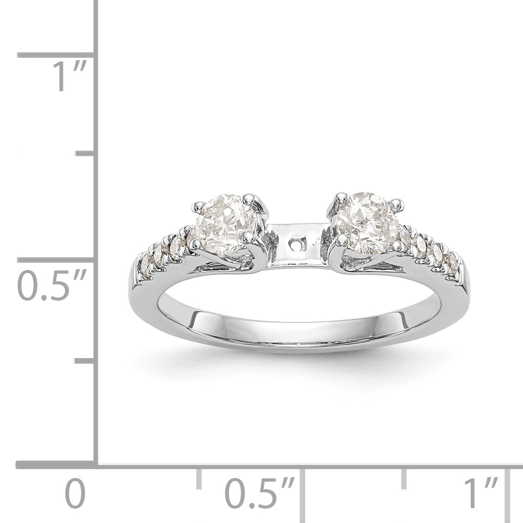 14K White Gold 3 Stone Diamond Peg Set CZ Engagement Ring