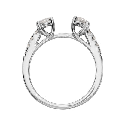 14K White Gold 3 Stone Diamond Peg Set CZ Engagement Ring