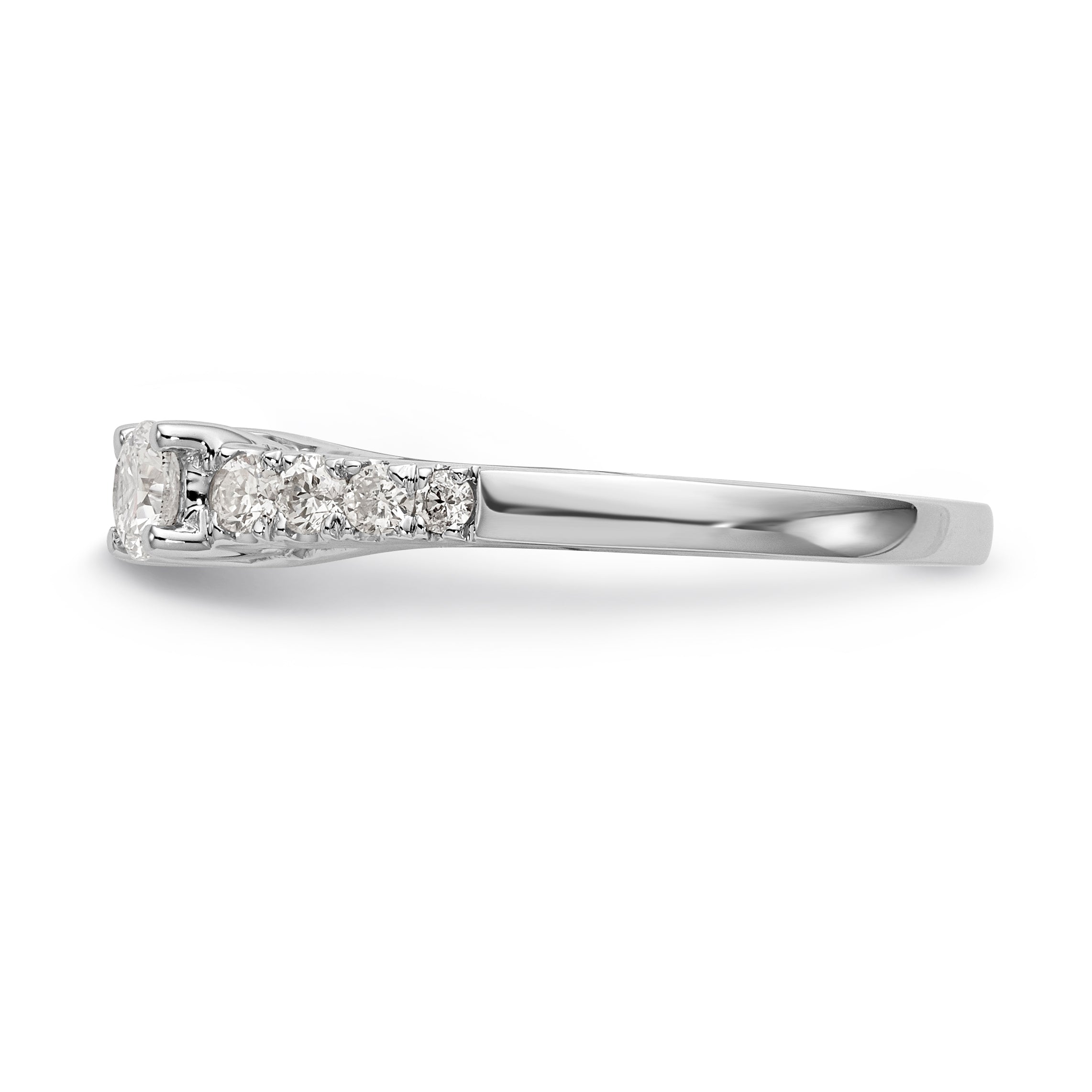 14K White Gold 3 Stone Diamond Peg Set CZ Engagement Ring
