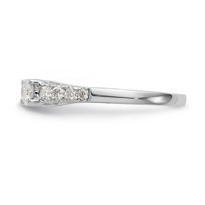 14K White Gold 3 Stone Diamond Peg Set CZ Engagement Ring