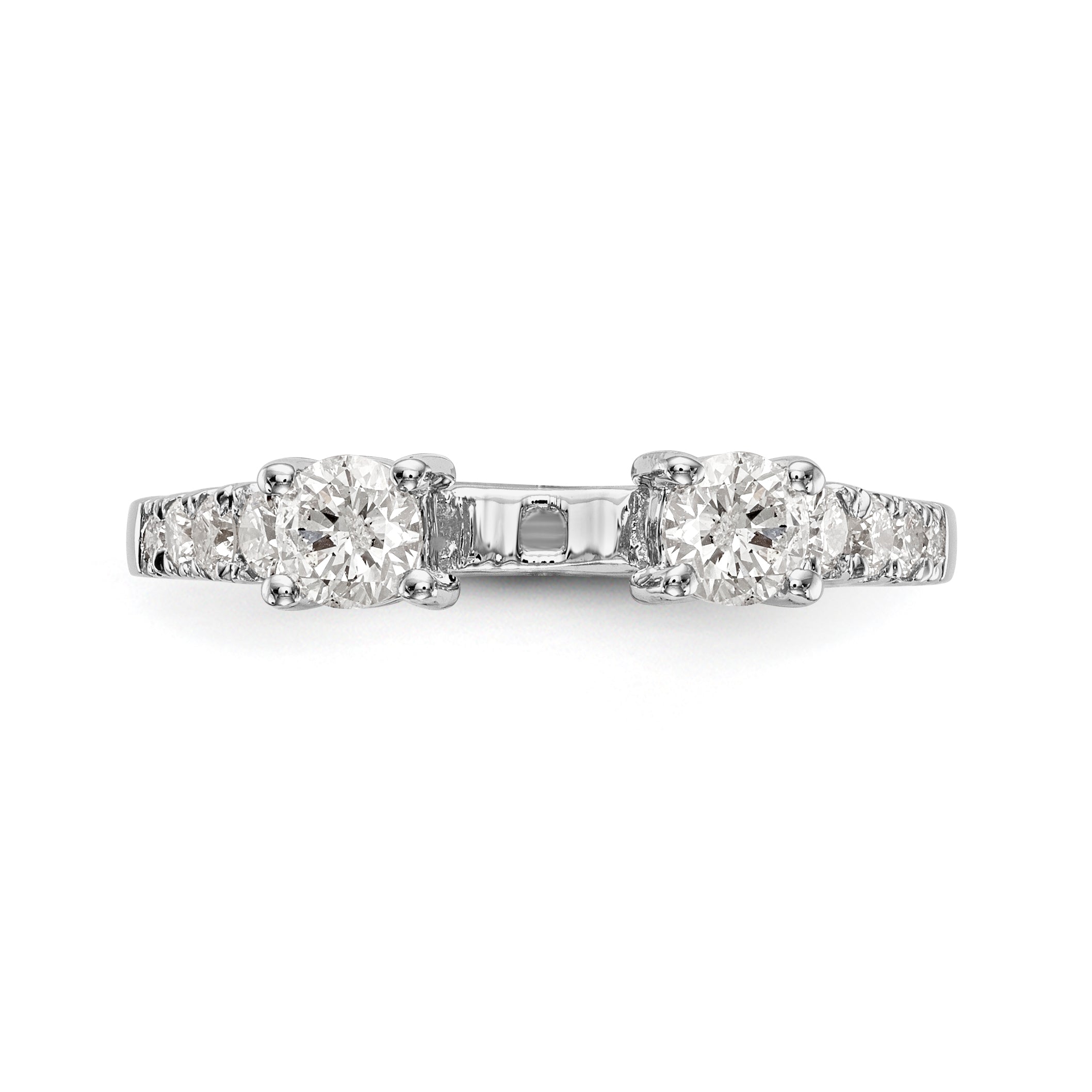 14K White Gold 3 Stone Diamond Peg Set CZ Engagement Ring