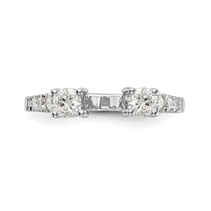 14K White Gold 3 Stone Diamond Peg Set CZ Engagement Ring