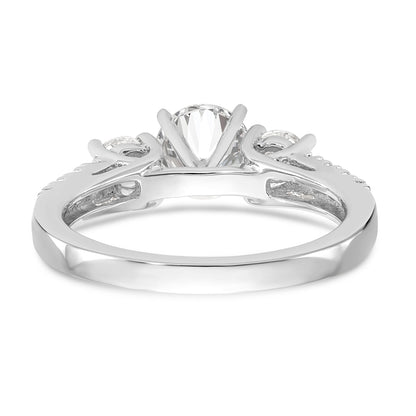 14K White Gold 3 Stone Diamond Peg Set CZ Engagement Ring