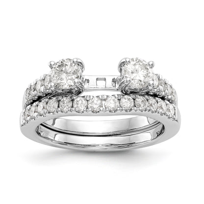 14K White Gold 3 Stone Diamond Peg Set CZ Engagement Ring
