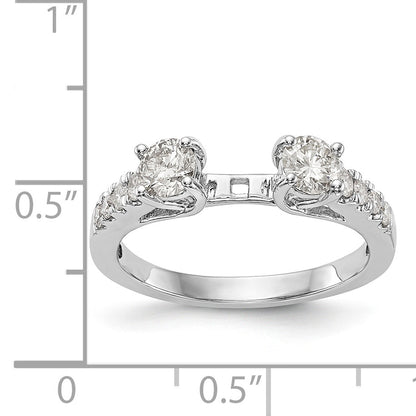 14K White Gold 3 Stone Diamond Peg Set CZ Engagement Ring