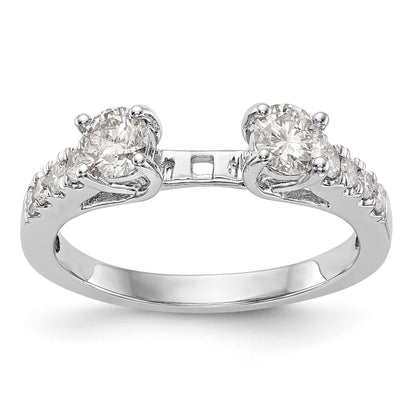 14K White Gold 3 Stone Diamond Peg Set CZ Engagement Ring