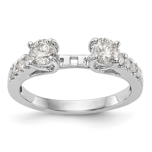 14K White Gold 3 Stone Diamond Peg Set CZ Engagement Ring