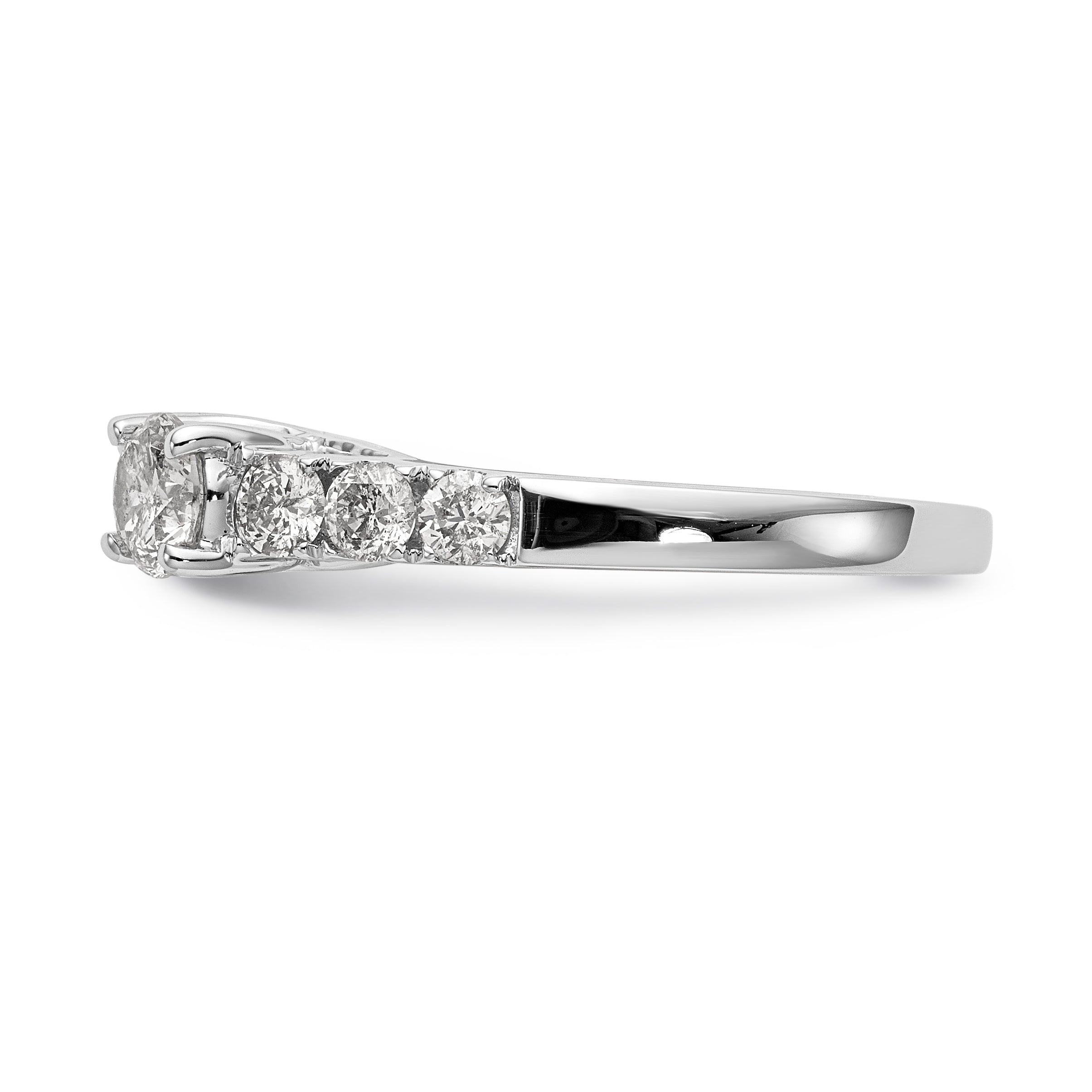 14K White Gold 3 Stone Diamond Peg Set CZ Engagement Ring