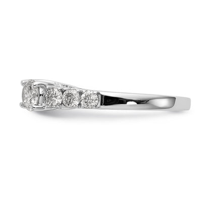 14K White Gold 3 Stone Diamond Peg Set CZ Engagement Ring