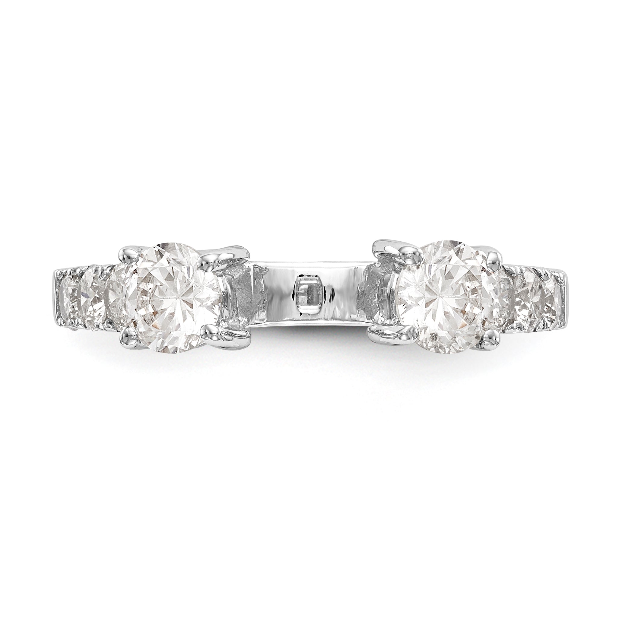 14K White Gold 3 Stone Diamond Peg Set CZ Engagement Ring