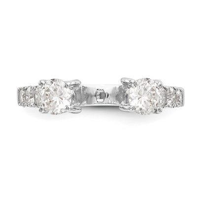 14K White Gold 3 Stone Diamond Peg Set CZ Engagement Ring