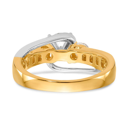 14K Two tone 3 Stone Diamond Peg Set CZ Engagement Ring