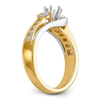 14K Two tone 3 Stone Diamond Peg Set CZ Engagement Ring