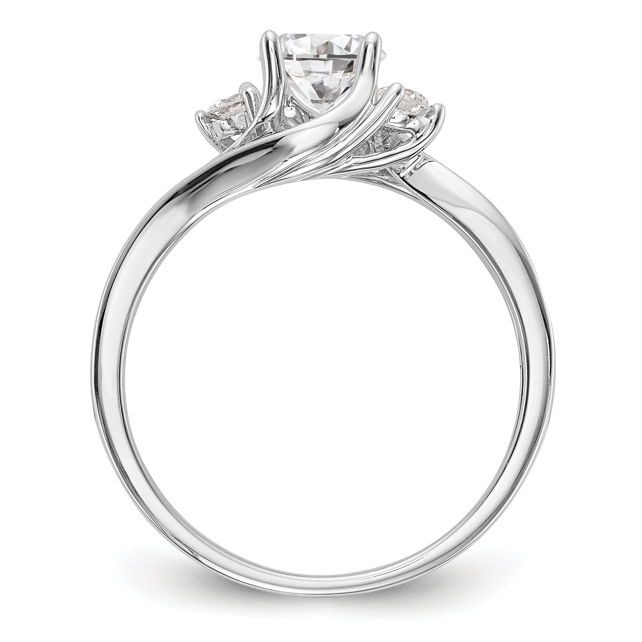 14K White Gold 3 Stone Simulated Diamond Engagement Ring