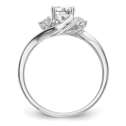 14K White Gold 3 Stone Simulated Diamond Engagement Ring