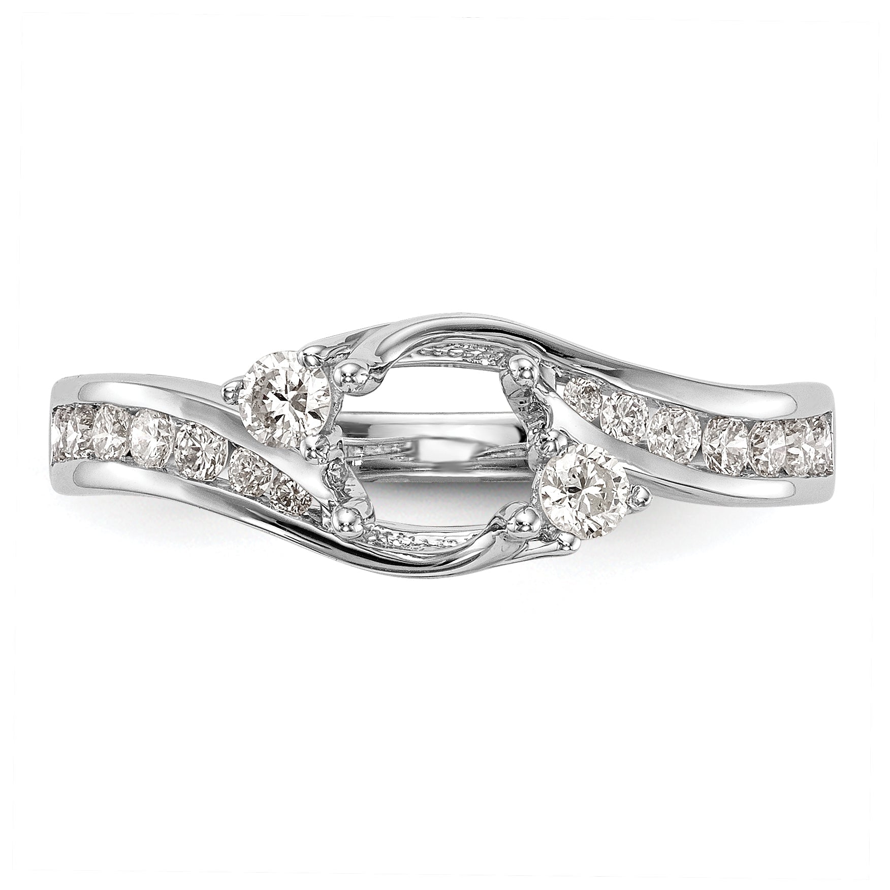 14K White Gold 3 Stone Simulated Diamond Engagement Ring