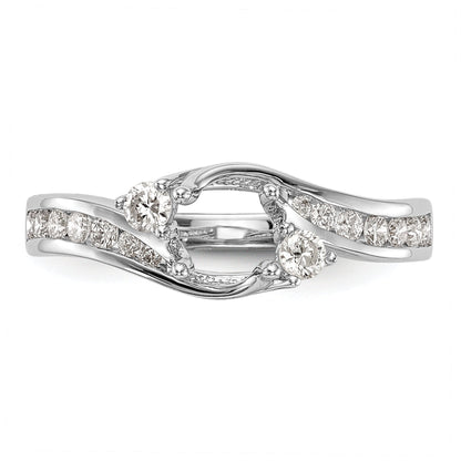 14K White Gold 3 Stone Simulated Diamond Engagement Ring