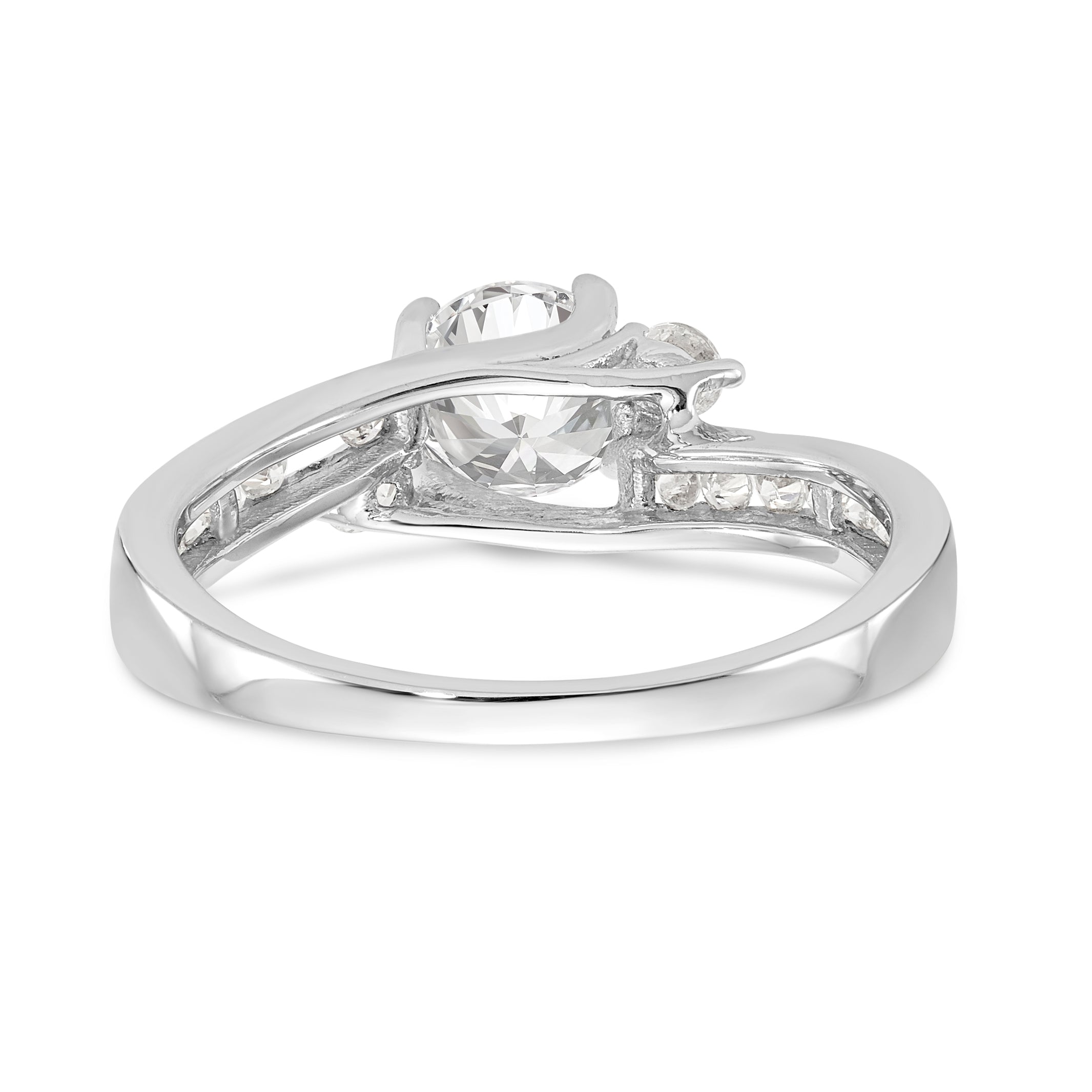 14K White Gold 3 Stone Simulated Diamond Engagement Ring