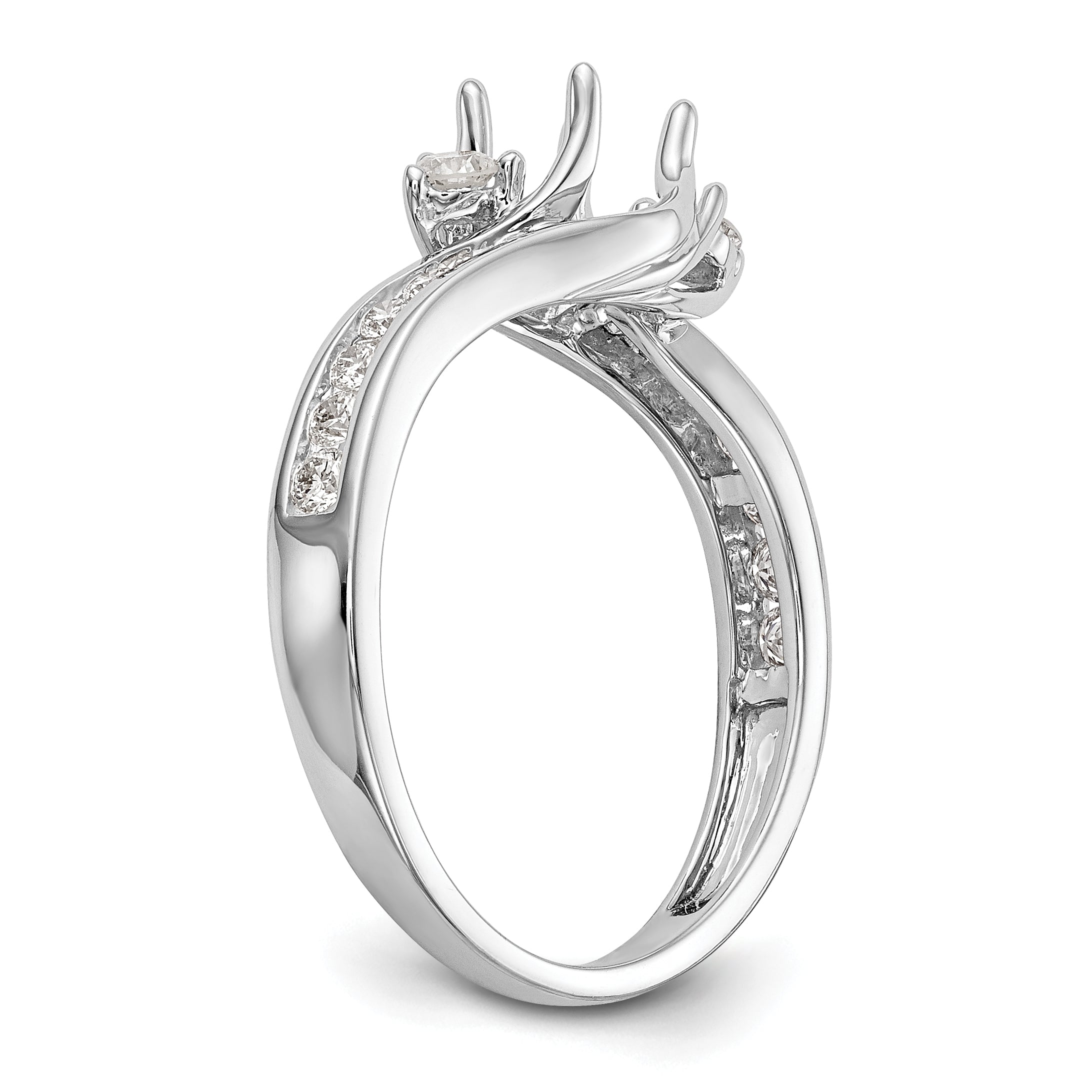 14K White Gold 3 Stone Simulated Diamond Engagement Ring