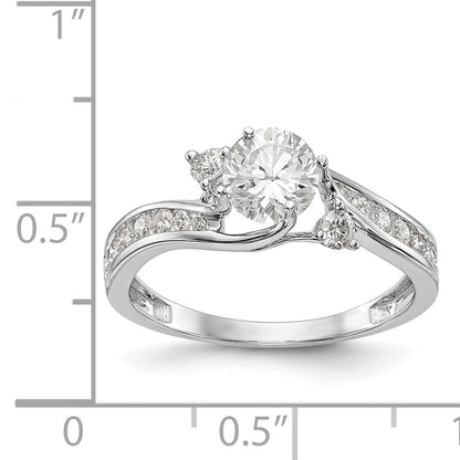 14K White Gold 3 Stone Simulated Diamond Engagement Ring