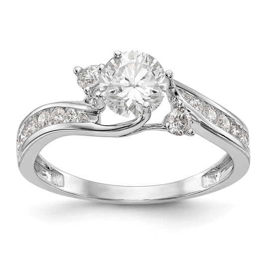 14K White Gold 3 Stone Simulated Diamond Engagement Ring