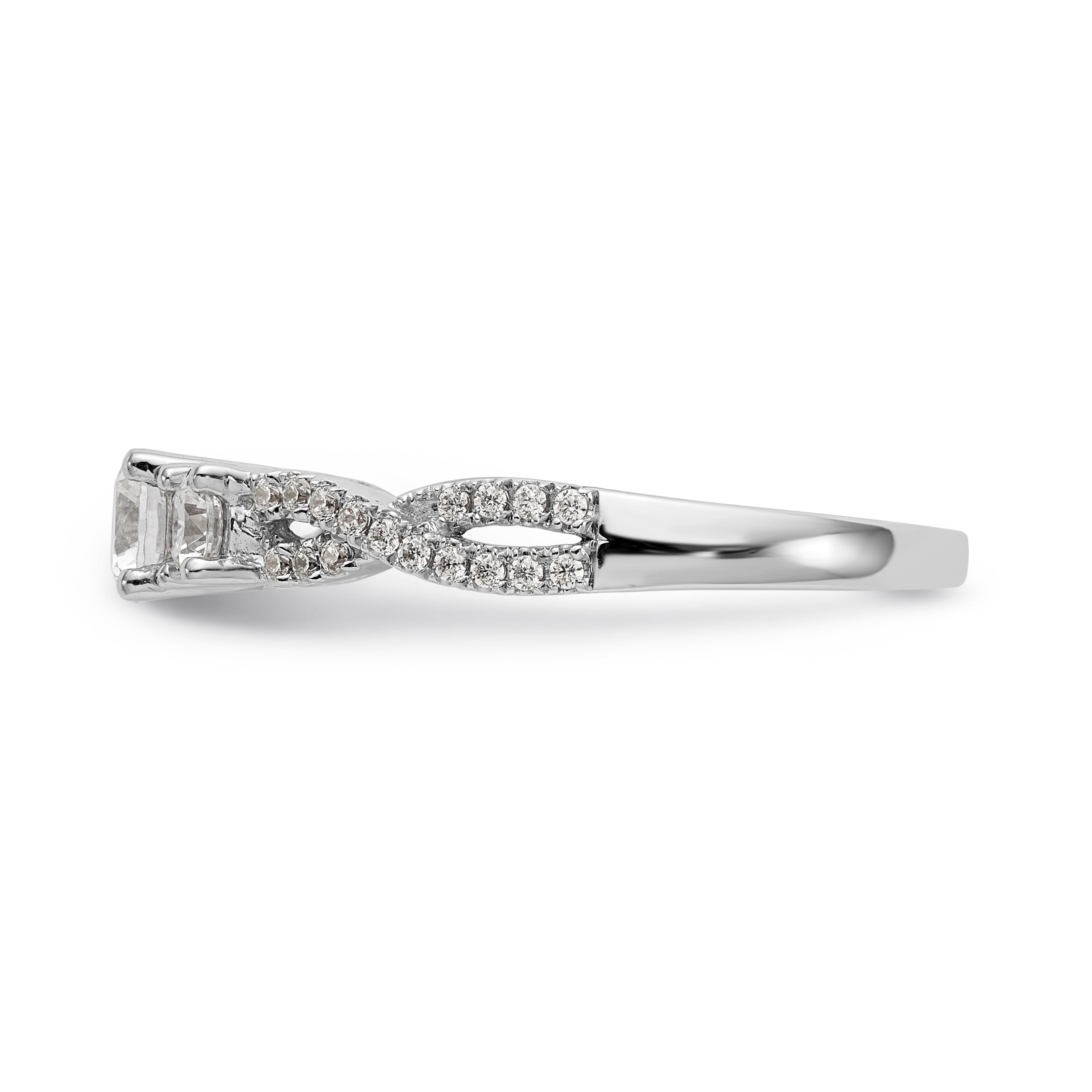 14K White Gold 3 Stone Simulated Diamond Engagement Ring