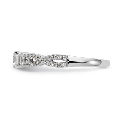 14K White Gold 3 Stone Simulated Diamond Engagement Ring