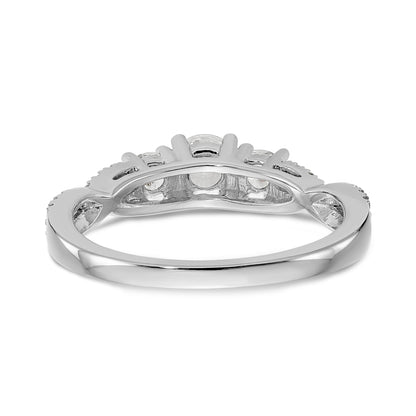 14K White Gold 3 Stone Simulated Diamond Engagement Ring