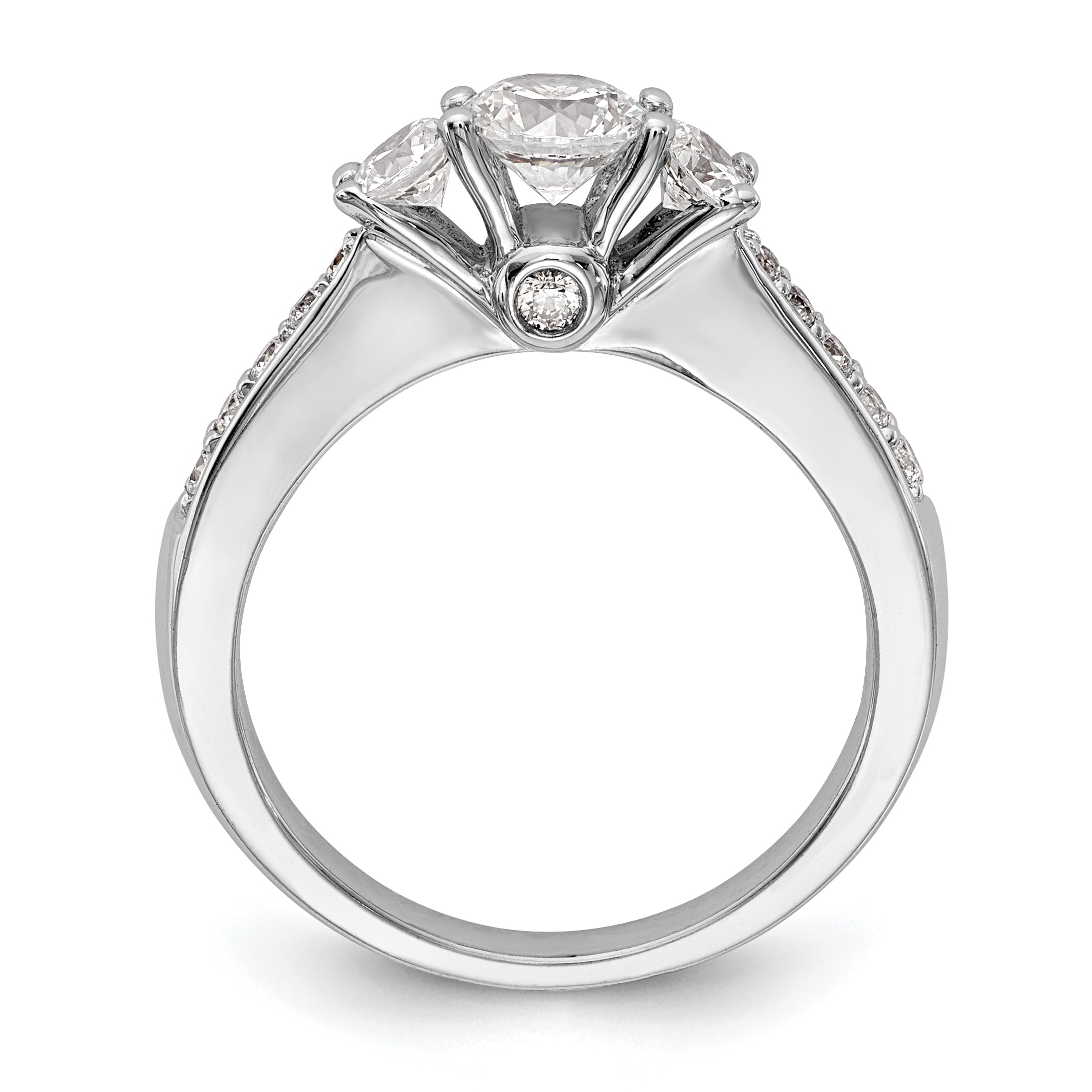 14K White Gold 3 Stone Simulated Diamond Engagement Ring