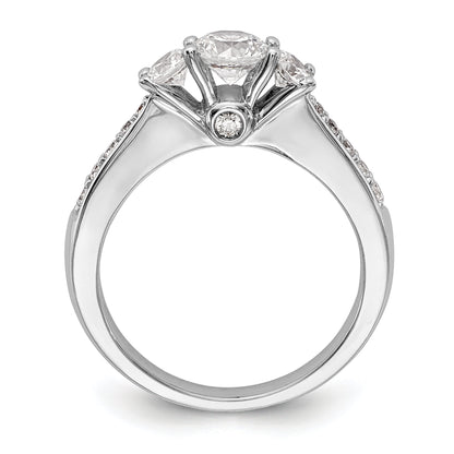 14K White Gold 3 Stone Simulated Diamond Engagement Ring