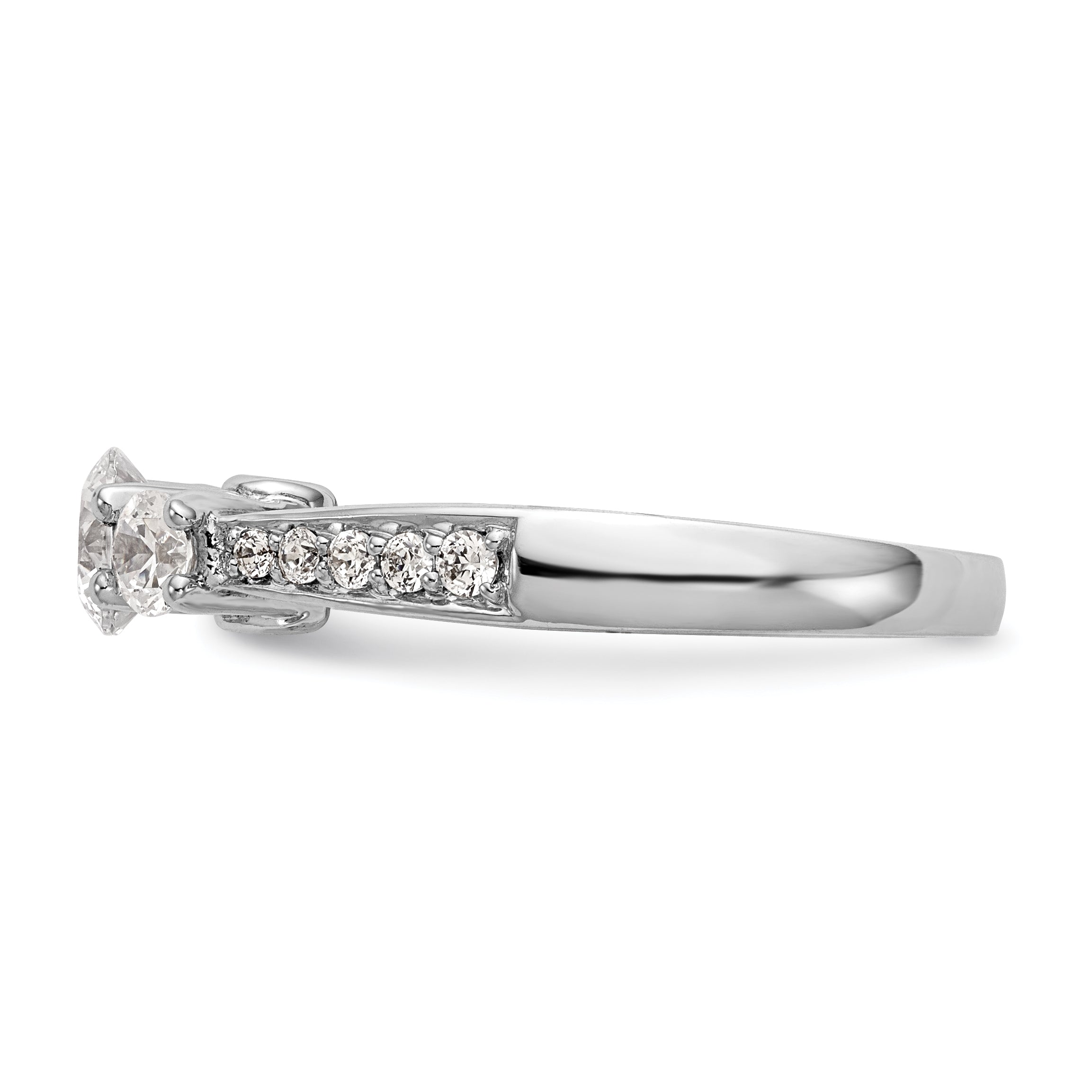 14K White Gold 3 Stone Simulated Diamond Engagement Ring