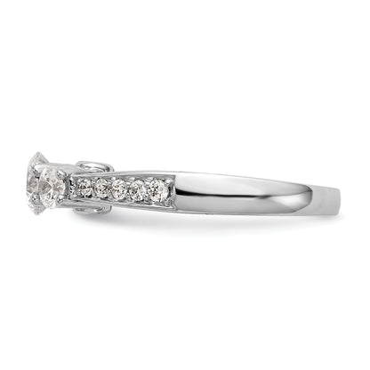 14K White Gold 3 Stone Simulated Diamond Engagement Ring