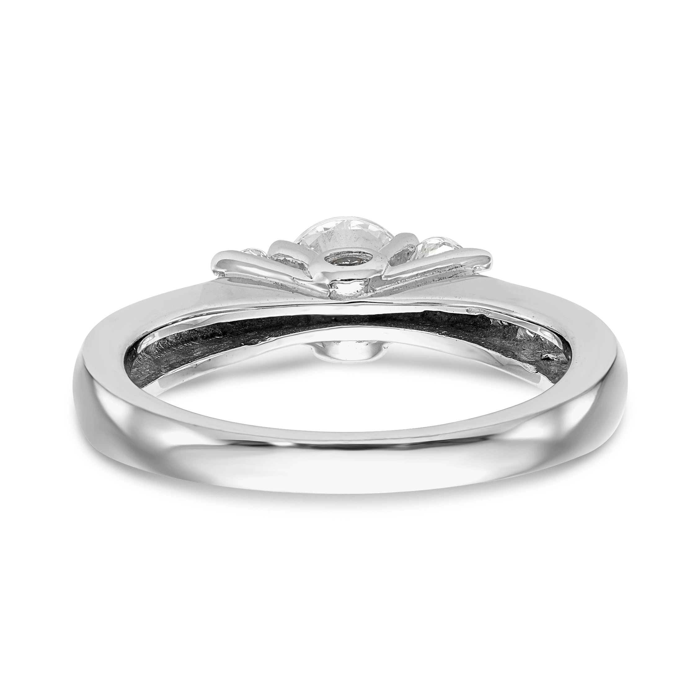 14K White Gold 3 Stone Simulated Diamond Engagement Ring