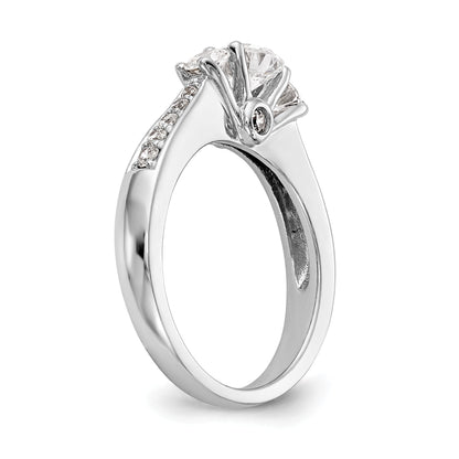 14K White Gold 3 Stone Simulated Diamond Engagement Ring